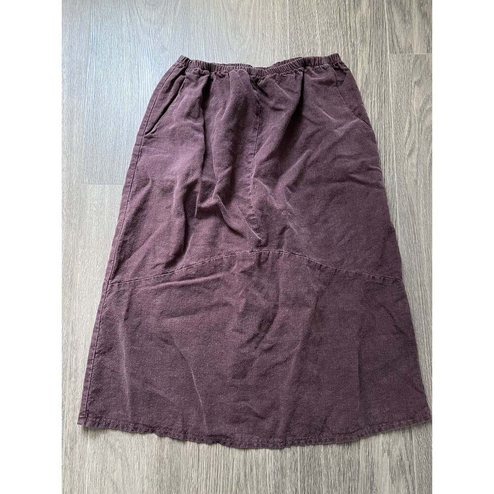 Sympatico Purple Hemp Blend Elastic Waist Skirt Minimalist Lagenlook Resort Sz M